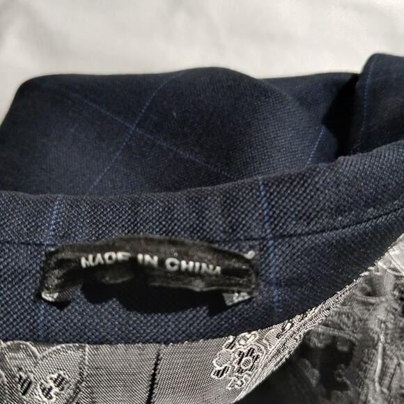 Joseph Abboud Men's 50L 100% Wool Deep Blue Window-Pane Plaid Blazer Lined - Picture 12 of 15